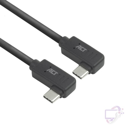 ACT AC7486 | USB 3.2 Gen 2 Kabel | USB-C (haaks links/rechts) naar USB-C (haaks links/rechts) | 60W | 10Gbps | 0,5m | Zwart