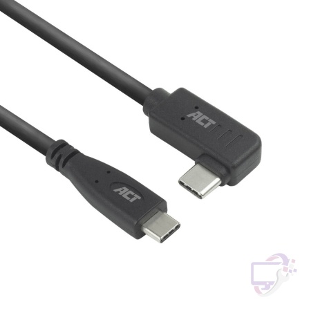 ACT AC7405 | USB 3.0 Kabel | USB-C (recht) naar USB-C (haaks) | 60W | 10Gbps | 0,5m | Zwart