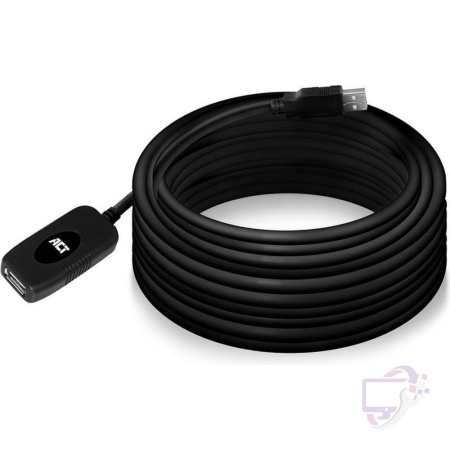 ACT AC6010 | USB 2.0 Signaalversterker | USB-A naar USB-A | 10m | Zwart