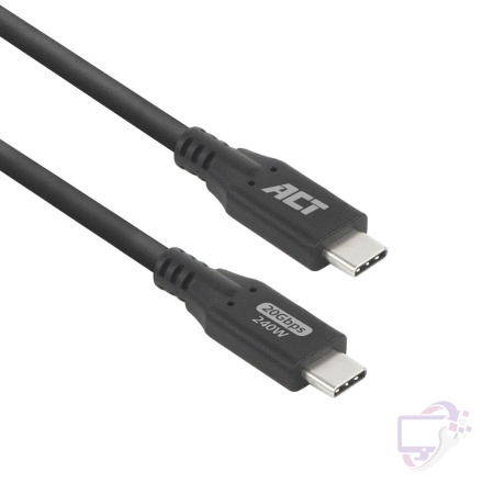 ACT | USB4 Kabel | 20Gbps | 240W | USB-C naar USB-C | 0,5m | Zwart
