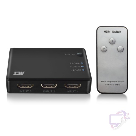 ACT AC7845 HDMI Switch | 3 Ingangen | 1 Uitgang | 4K @ 30Hz | Inclusief Afstandsbediening