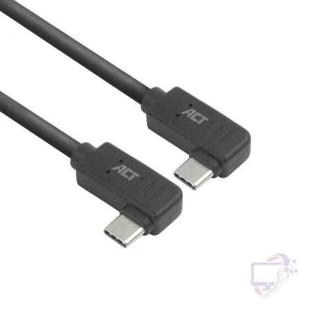 ACT AC7486 | USB 3.2 Gen 2 Kabel | USB-C (haaks links/rechts) naar USB-C (haaks links/rechts) | 60W | 10Gbps | 0,5m | Zwart