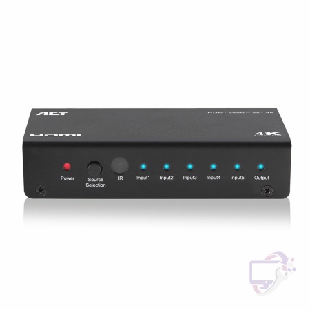 ACT AC7840 HDMI Switch | 5 Ingangen | 1 Uitgang | 4K @ 30Hz | Inclusief Afstandsbediening