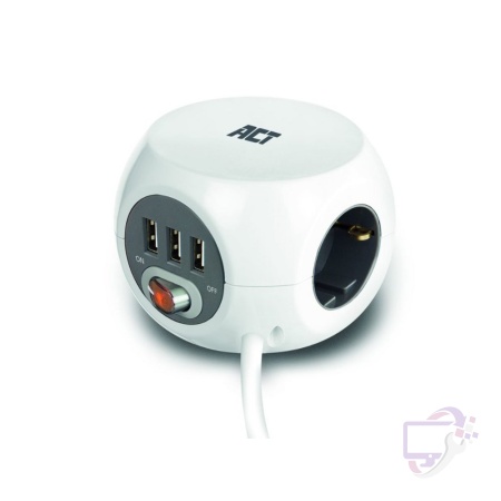 ACT AC2410 | Stekkerdoos | 3 Stopcontacten | 3 m | Binnen | Wit