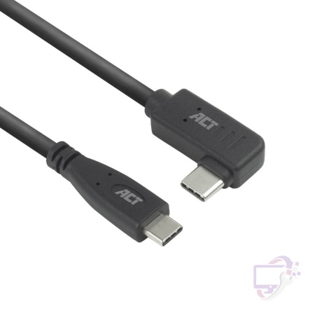 ACT AC7405 | USB 3.0 Kabel | USB-C (recht) naar USB-C (haaks) | 60W | 10Gbps | 0,5m | Zwart