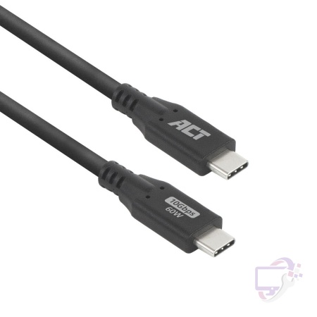 ACT | USB 3.0 Kabel | 10Gbps | 60W | USB-C naar USB-C | 0,5m | Zwart