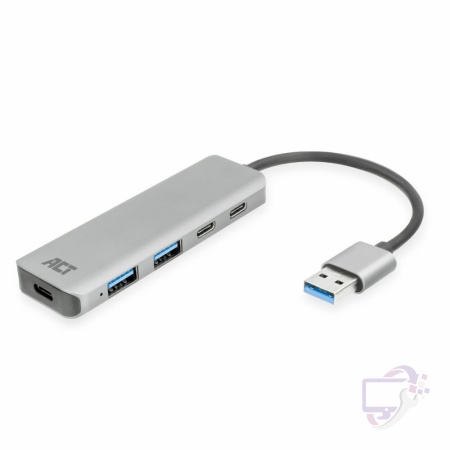ACT AC6125 | USB 3.2 Gen 1 (3.1 Gen 1) Type-A Interface Hub | 5000 Mbit/s | Grijs