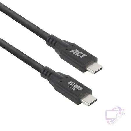 ACT | USB 3.0 Kabel | 10Gbps | 60W | USB-C naar USB-C | 2m | Zwart