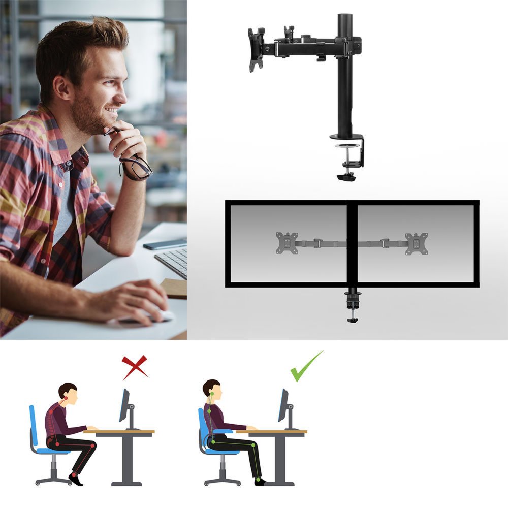 ACT AC8326 | Verstelbare Monitor-bureaubeugel | Tot 32" | Max 12kg | VESA 100x100 | 2 Monitoren - 5
