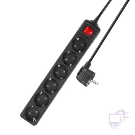 ACT AC2465 | Stekkerdoos | 6 Stopcontacten | 3 m | Binnen | Zwart