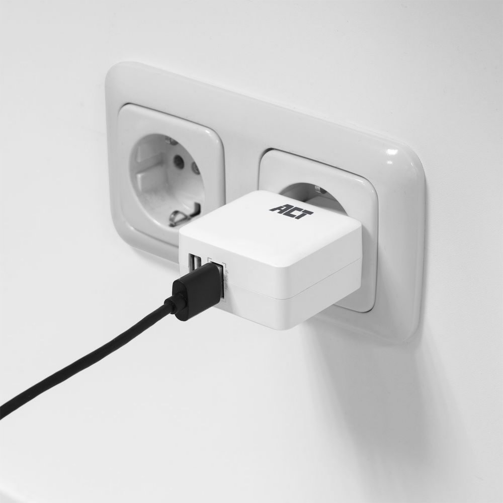 ACT AC2125 | Fast Charge Dual USB-A Oplader 30W | Wit - 2