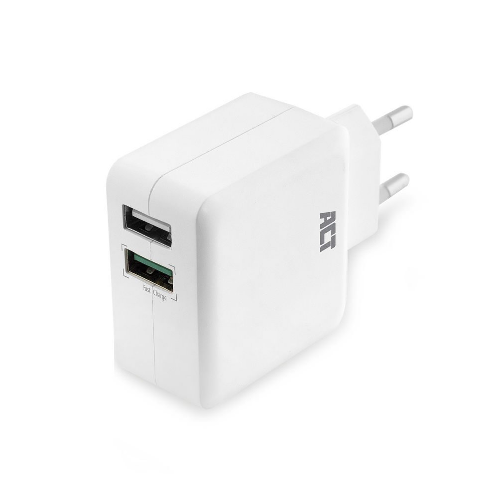ACT AC2125 | Fast Charge Dual USB-A Oplader 30W | Wit - 1