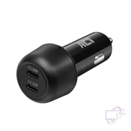 ACT AC2200 | USB-C Autolader voor Mobiele Apparaten 25W | Zwart