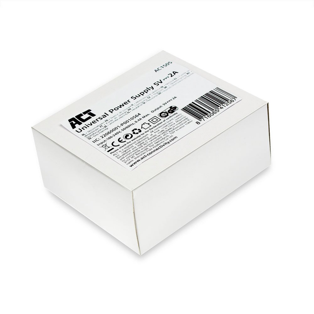 ACT AC1505 | Universele Adapter | 5V - 2A | 1.4 Meter - 3