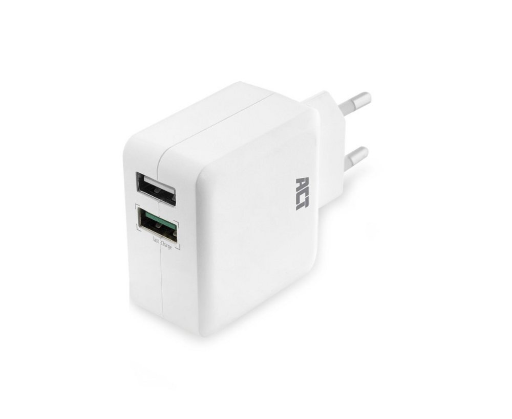 ACT AC2125 | Fast Charge Dual USB-A Oplader 30W | Wit - 0
